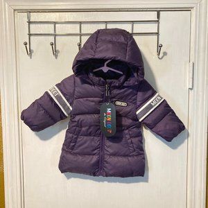 Moon Boot baby girls 3 / 6 month hooded full zip down feather filled puffer coat